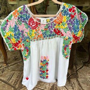 J. Marie Women's Sz S White
Embroidered Floral Short Sleeve
Carmen Peasant Top